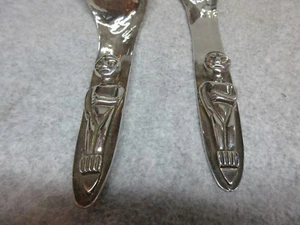 HAIDA Native Canadian INUIT CEREMONIAL Hammered Chrome SERVING SET  Vancouver BC - Picture 1 of 4