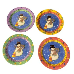Sango Sweet Shoppe Weihnachten 3041 Sue Zipkin 4 Schneemann Salat Dessert Teller Set - Bild 1 von 7