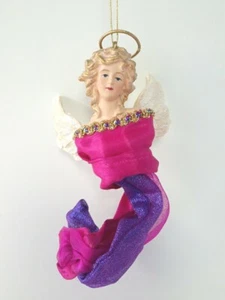 Angel Ornament Wired Dress Wrappable Fuschia Pink Versatile Uses 7 Inch - Picture 1 of 7