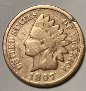1897 Indian Head One Cent Penny - With Liberty - US Coin. Bx12.19 - Picture 1 of 2