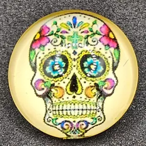 Candy Skull Glass Button Charm for Noosa Ginger Snaps etc. Jewelry 18mm - Picture 1 of 3