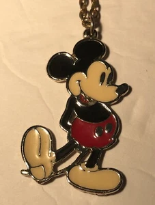Vintage Mickey Mouse Goldtone Enamel Pendant Drop Chain Walt Disney Productions - Picture 1 of 8