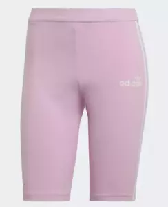 adidas Originals Trefoil Bike Shorts Womens Cycling 3 Stripes Lilac Purple - Picture 1 of 5