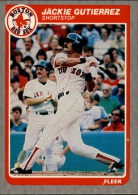 1985 Fleer #160 Jackie Gutierrez (Wade Boggs shown on deck) - NM-MT - Image 1 of 2