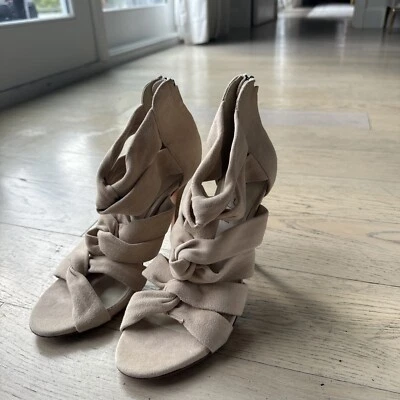 Elizabeth and James Thick Strap High Heel Sandals, NEW, "Casi" Suede, Sz 7.5 - Image 1 of 3