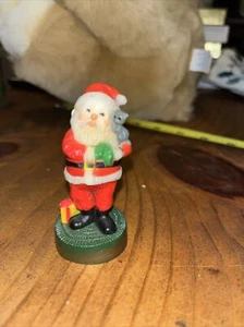 Rare - Vintage Hard Plastic HALLMARK Christmas Santa w/ Cat Miniature Figurine - Picture 1 of 3