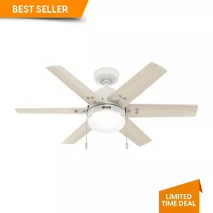 Hunter Fan 44 in Casual Matte White Indoor Ceiling Fan with Light and Pull Chain - Picture 1 of 10