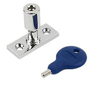 Heavy Duty Window Stay / latch Security Pin in Polished Chrome with Key (BC880) - Picture 1 of 1