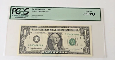 1999 1$ FW Fr. 1925-G US Dollar PCGS 65PPQ Federal Reserve Note - Image 1 of 2