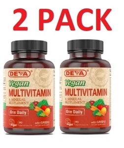 Deva Vegan MULTIVIT and MINE 1-A-DAY,Gluten Free,vegetarian,(2 PACK) - Picture 1 of 2