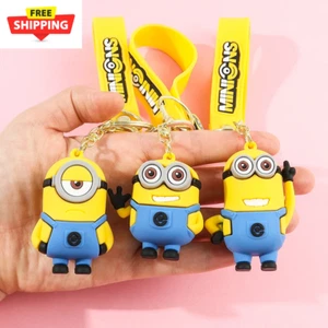 Kawaii Minions Keychain Cartoon Toys Model Silicone Pendant Keyring Cosplay - Picture 1 of 20