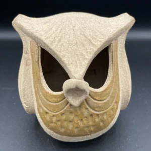Art Pottery Owl Candle Holder - Cut Out Eyes - Boho Votive Tea Light - Picture 1 of 7