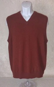 Vintage LL Bean Lambs lana arancione bruciato maglione scollo a V gilet uomo L - Foto 1 di 4