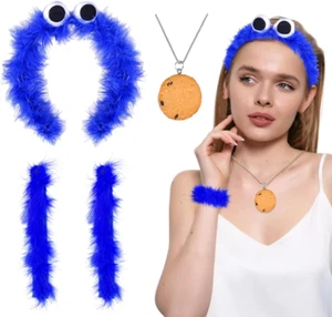 Krümelmonster Kostüm Set für Damen & Kinder - Fasching & Halloween Zubehör - Bild 1 von 6