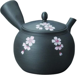 Kyusu TOKONAME YAKI WARE Japanese Tea Pot Cherry Blossom Gyokko Round Line Japan - Picture 1 of 5