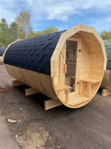 Gartensauna Außensauna 350 cm Saunahaus Fasssauna Holzsauna Panorama - Bild 1 von 11