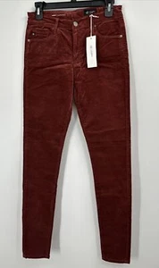 Jeans AG Farrah vita alta skinny velluto bordeaux taglia 28 nuovi con etichette - Foto 1 di 8