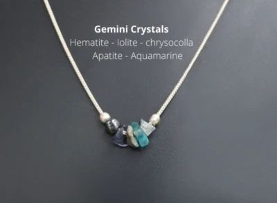 Colar de Gêmeos Cristais Brutos Signo do Zodíaco Astrologia Gargantilha Joia de Cristal, Cru - Imagem 1 de 3
