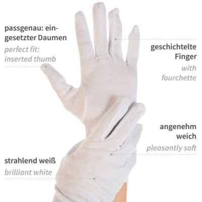 1-100 Pairs Cotton Gloves White XS - XXL Jersey Gloves Work Gloves - Image 1 of 4