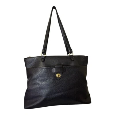 Bolso de Mano Tutilo de Cuero Negro para Laptop Minimalista Foto 1 de 4