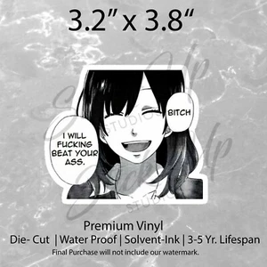 I Will Beat Your Ass B*tch Sexy Anime Waifu Funny Car bumper vinyl sticker decal - Foto 1 di 1