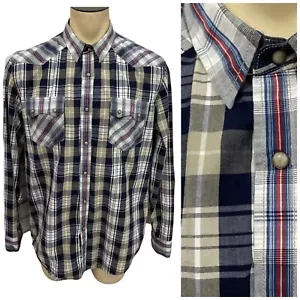 Camisa American Rag Para Hombres Cuello XL A Presión Country Western Tela a Cuadros Contraste - Imagen 1 de 13