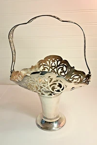 Meriden Britannia Company Antique Bride's Basket Ornate Silver Plated 14" H - Picture 1 of 18