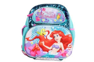 The Little Mermaid 3D Moldled Magic Sequins 16.5 Backpack with tail - Picture 1 of 4
