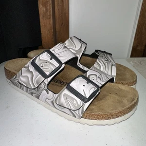 Birkenstock Arizona Birko-Flor Women’s Size 37 (USA 6) Black/white - Picture 1 of 7