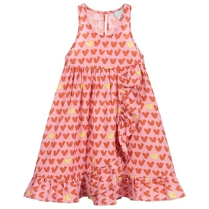 Vestido Stella McCartney Niños Niñas Corazones Rojos Rosa Sarga Con Volantes Talla 2 Años - Imagen 1 de 4