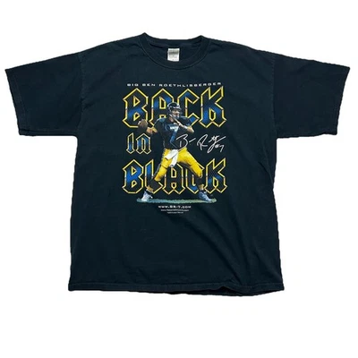 Camiseta Vintage Big Ben Rothlisberger Gráfica Espalda en Negro Steelers NFL XL Foto 1 de 4