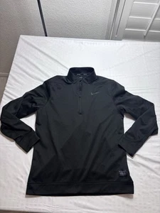 Nike Golf Jacket Men Medium Black Dri-Fit 1/4 Zip Performance Pullover - Picture 1 of 11
