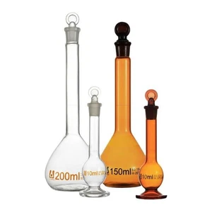 Labware Essential: 5ml-2000ml Amber Volumetric Flask with Base & Joint - Picture 1 of 13