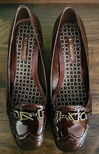 Liz Claiborne Womens copper patent leather slip on Size 8M Kady Block Heel - Picture 1 of 11