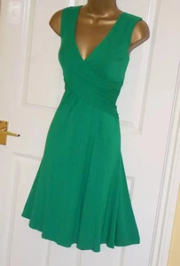 PHASE EIGHT Emerald Green Dress Size 16 Wiggle Coquette Stretchy Jersey Wrap Tea - Picture 1 of 6