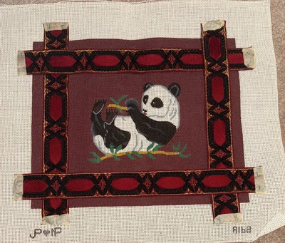 Female Panda Eugenia Hand Painted Needlepoint canvas Medium  9.75 X 11.5 - Image 1 of 4