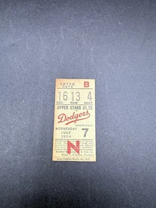 July 7th 1954 Brooklyn Dodgers Ticket Stub - Willie Mays, Gil Hodges Home runs! - Picture 1 of 2