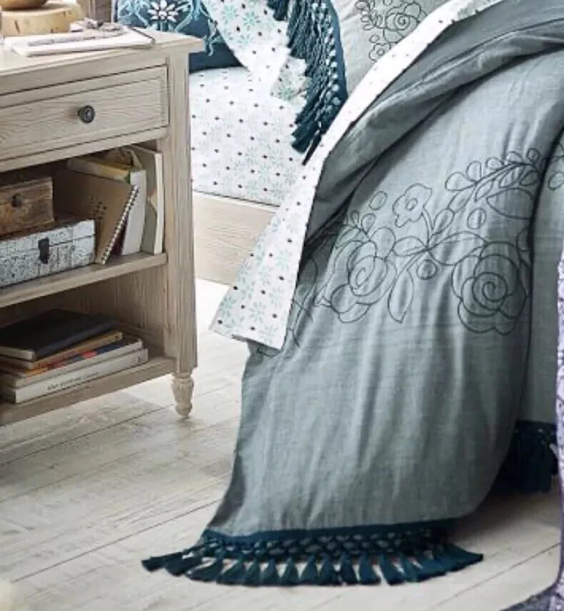 Pottery Barn Teen Lennon & Maisy Embroidered Tassel Duvet Twin 2 Pillowcases