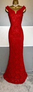 QUIZ Elegant Lace Sparkly Sequin Evening Cocktail Prom Maxi Dress Size 8 - Picture 1 of 4
