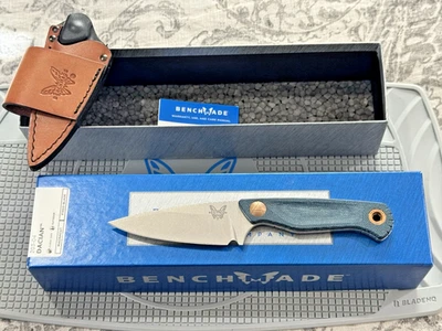 Benchmade Dacian Knife + Leather Sheath Blue Denim Micarta (3.5" MagnaCut) NIB - Image 1 of 4