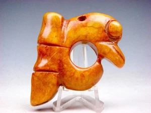 Alter Nephrit Jade Stein geschnitzt HongShan Kultur Phönix Vogel #04102505 - Bild 1 von 6