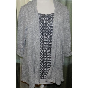Faded Glory Gr. 22W / 24W Lagenlook Herbst Bluse Stretchmischung grau Übergröße - Bild 1 von 5