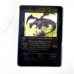 Pokémon Shining Charizard Black Foil Holo Textured Fan Art Card Nintendo - Picture 1 of 2