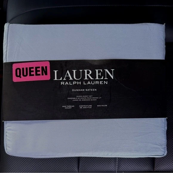 Новый RALPH LAUREN королевский размер Dunham сатин туман синий простыня комплект хлопок подходит 18» - Изображение 1 из 4