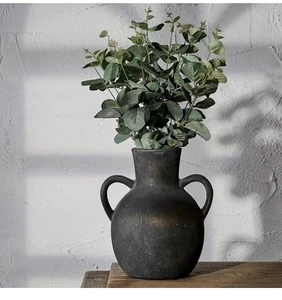 SIDUCAL rustikale Keramik Bauern Blumenvase mit 2 Henkeln, Terrakotta Vase,... - Bild 1 von 8