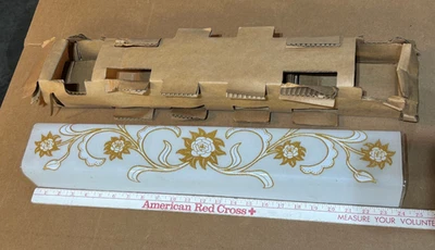 De colección 24" x 4" MCM FORMA "U" TOCADOR DE BAÑO Lámpara VIDRIO DORADO SOMBRA DE FLORES Foto 1 de 4