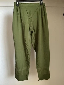 Pantalones sueltos de algodón para mujer India Pakistán Salwar costura a mano verde oliva - Imagen 1 de 4