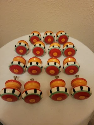 VTG Ceramic Drawer Knobs Pulls Colorful Hand Painted Lot Of 15. - Image 1 of 4