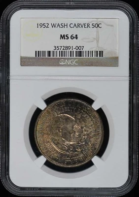 WASHINGTON-CARVER 1952 Silver Commemorative 50C NGC MS64 - Image 1 of 2