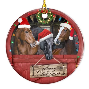 Farmhouse Horses Christmas Ornaments, Farmhouse Christmas Tree Holiday Decor, 20 - Picture 1 of 5